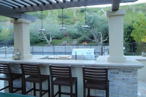 © Scott Cohen Stonework Decorative Concrete BBQ Beverage Center    Pergola Grill Embeds Outdoor Sink 3