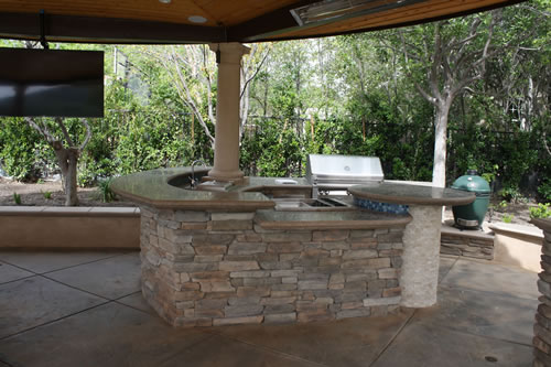 © Scott Cohen Stonework Decorative Concrete BBQ Beverage Center    Pergola Grill Embeds Outdoor Sink Green Egg Gazebo 2